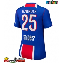 Camisa de Futebol Paris Saint-Germain Nuno Mendes #25 Equipamento Principal Mulheres 2026-27 Manga Curta